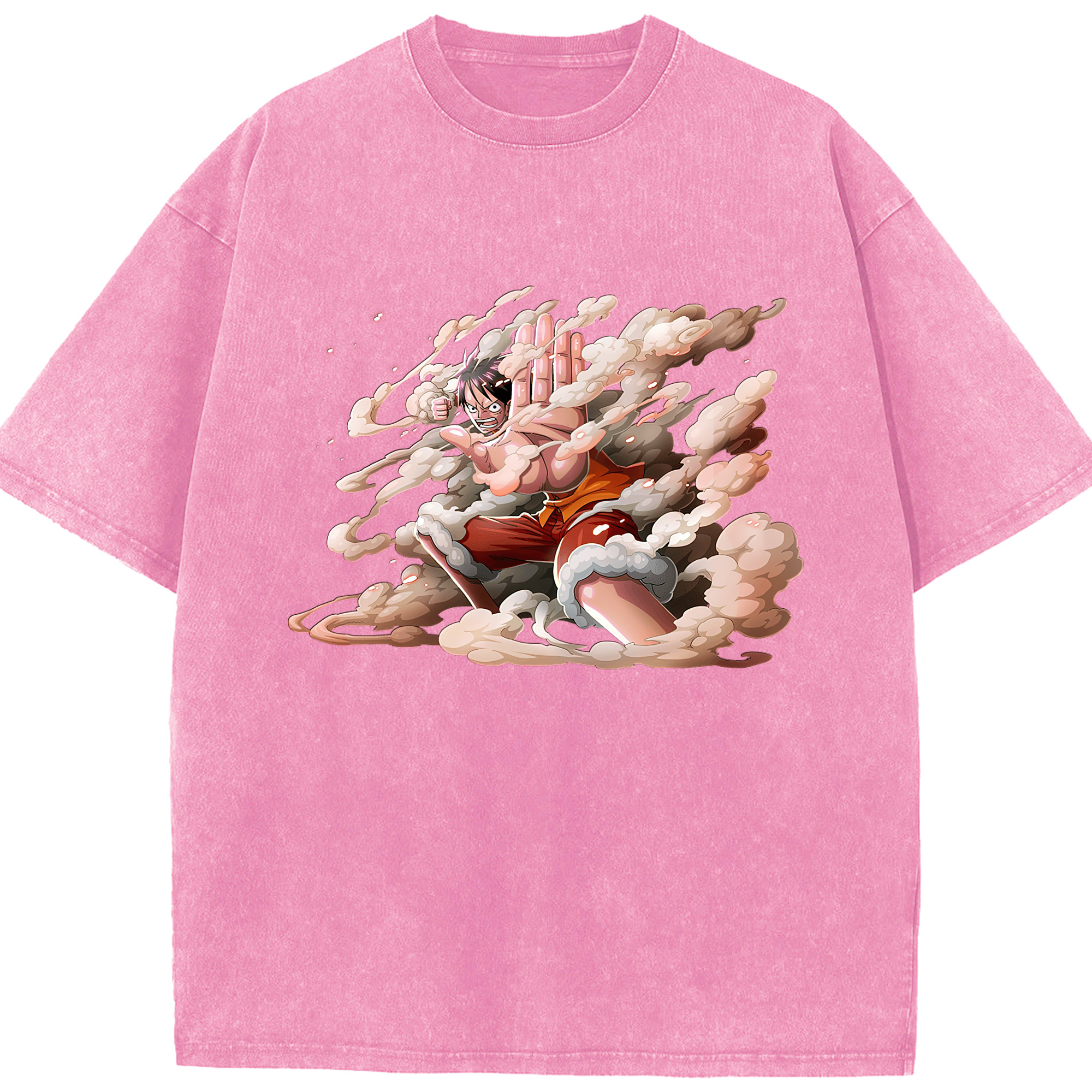 （画像用） ワンピース モンキー・D・ルフィ ONE PIECE Monkey D. Luffy 綿100% ヴィンテージ風 半袖Tシャツ（フロントプリント）